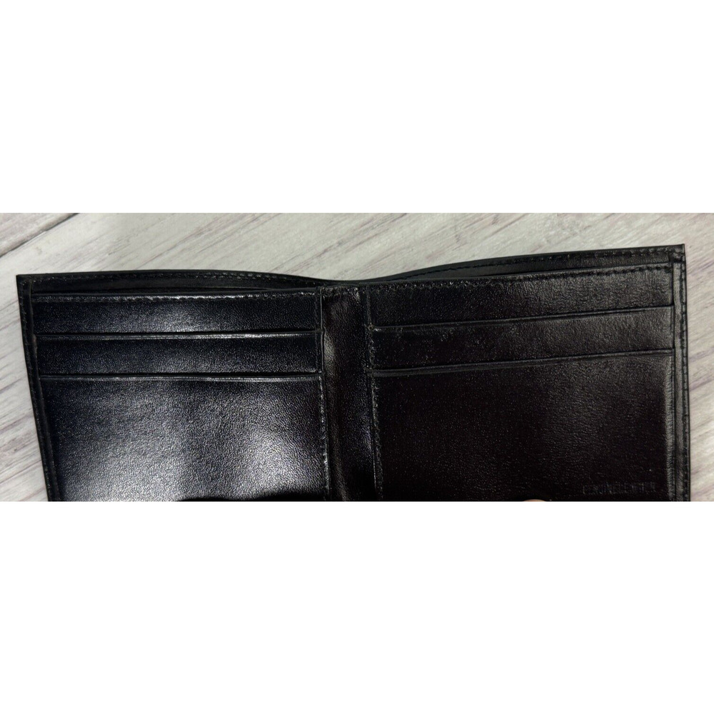 New Mens Bifold Genuine Leather Wallet Pockets Card ID Black Slim Thin - Picture 3 of 12